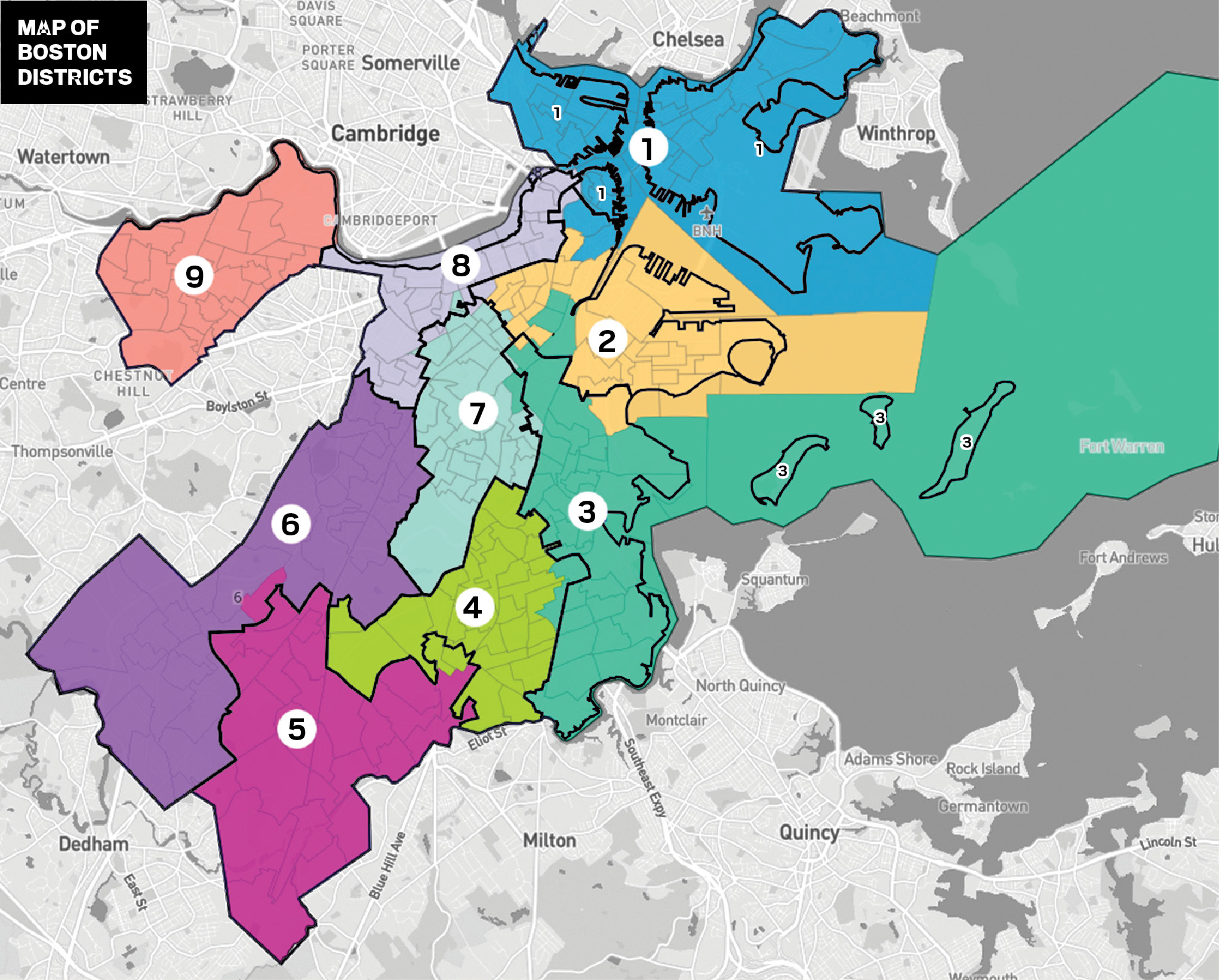 Boston police district map