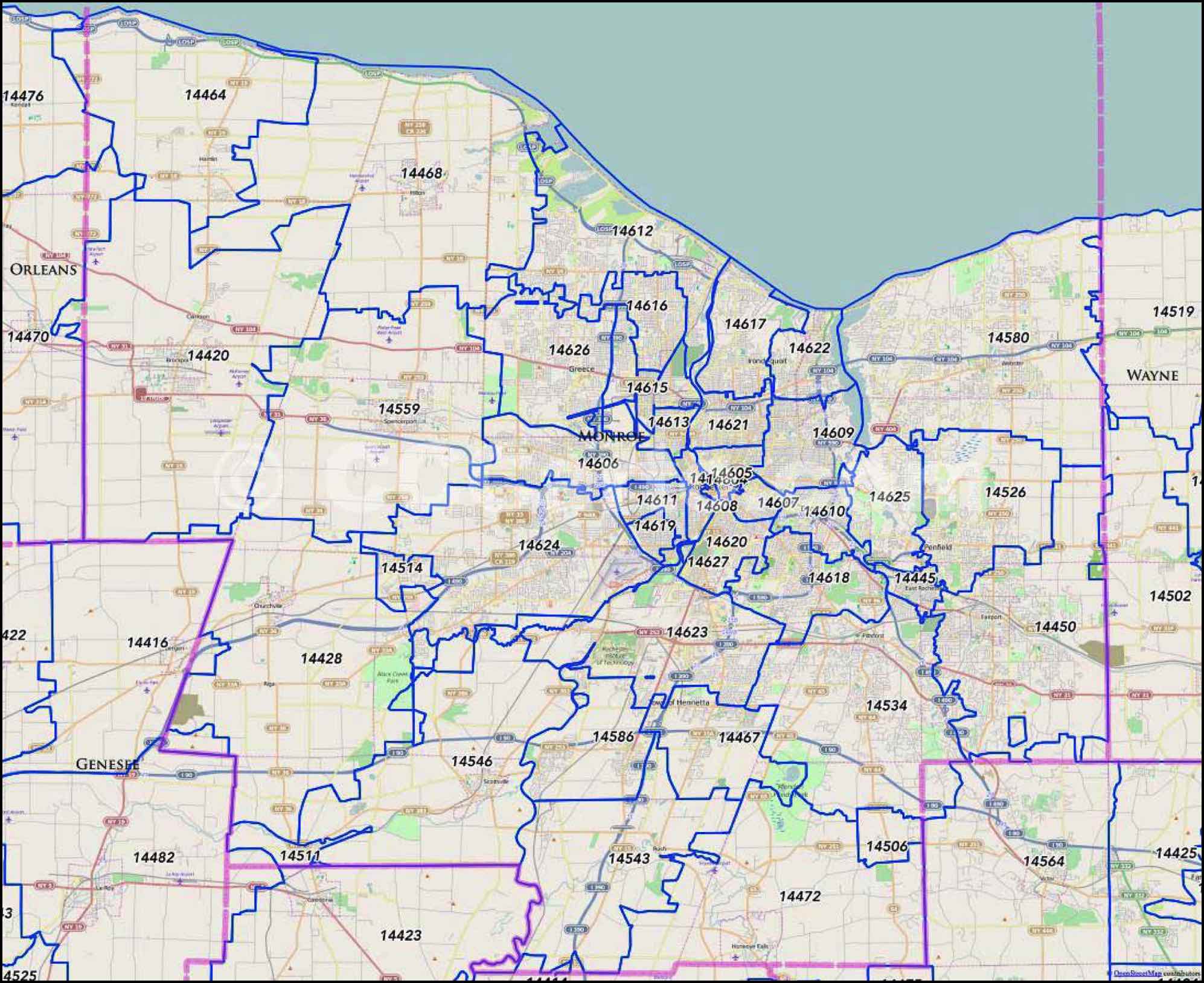 Brockport ZIP boundary map