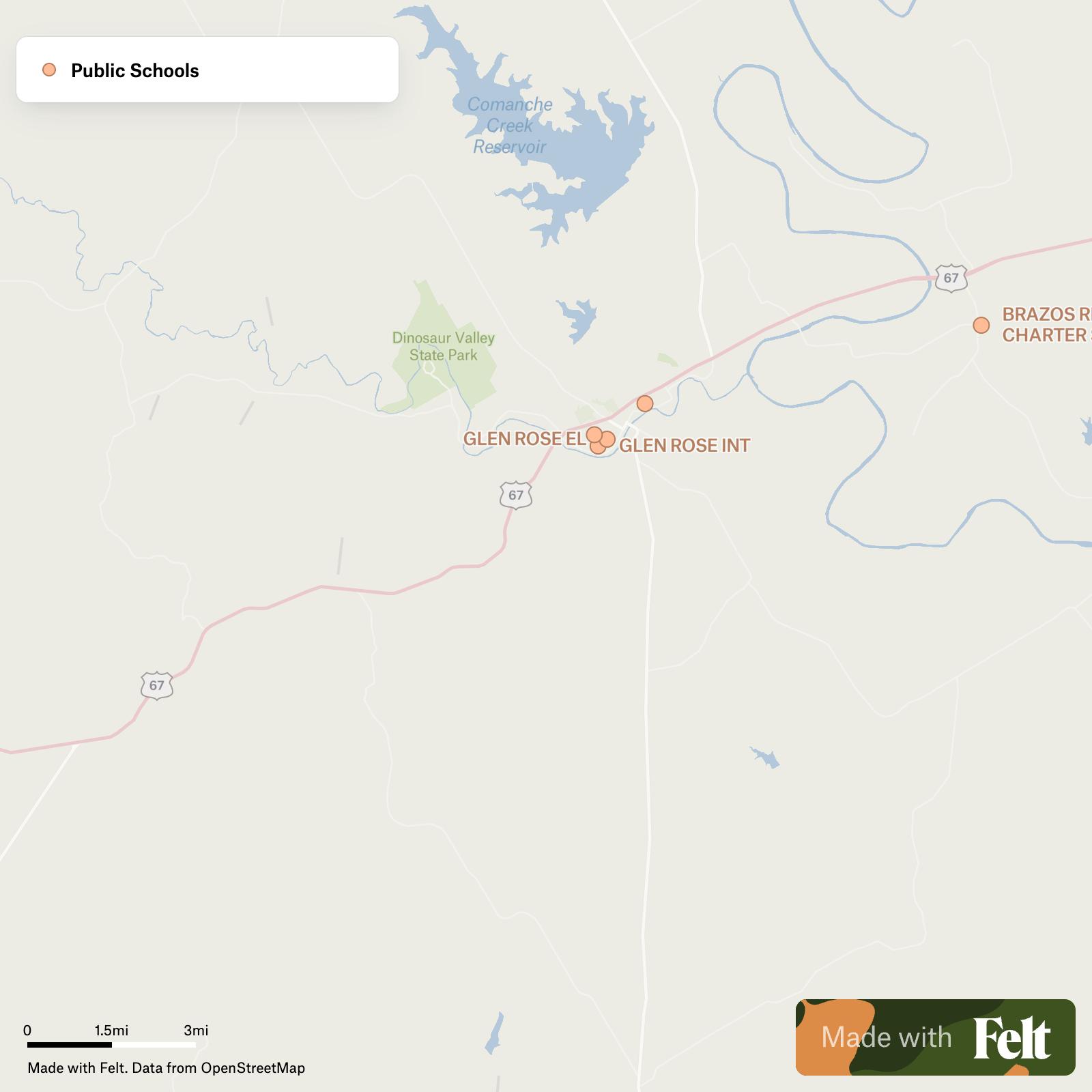 Glen Rose zip map