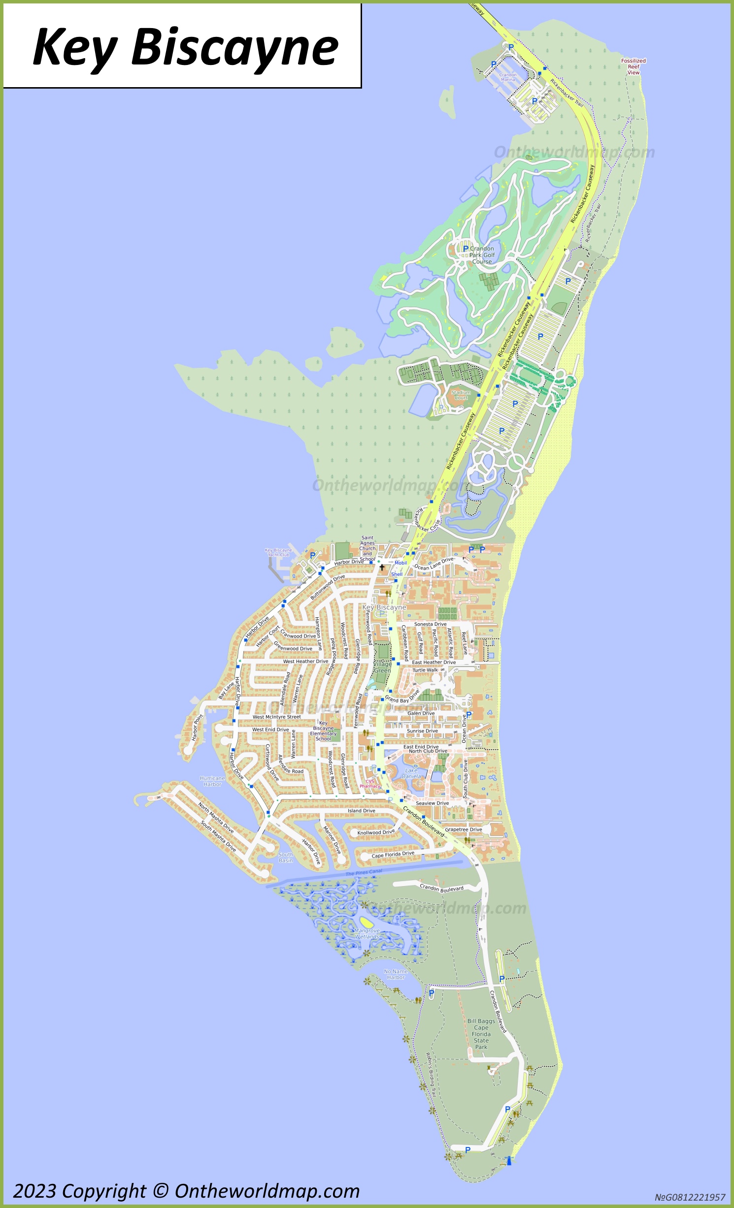 Key Biscayne island map