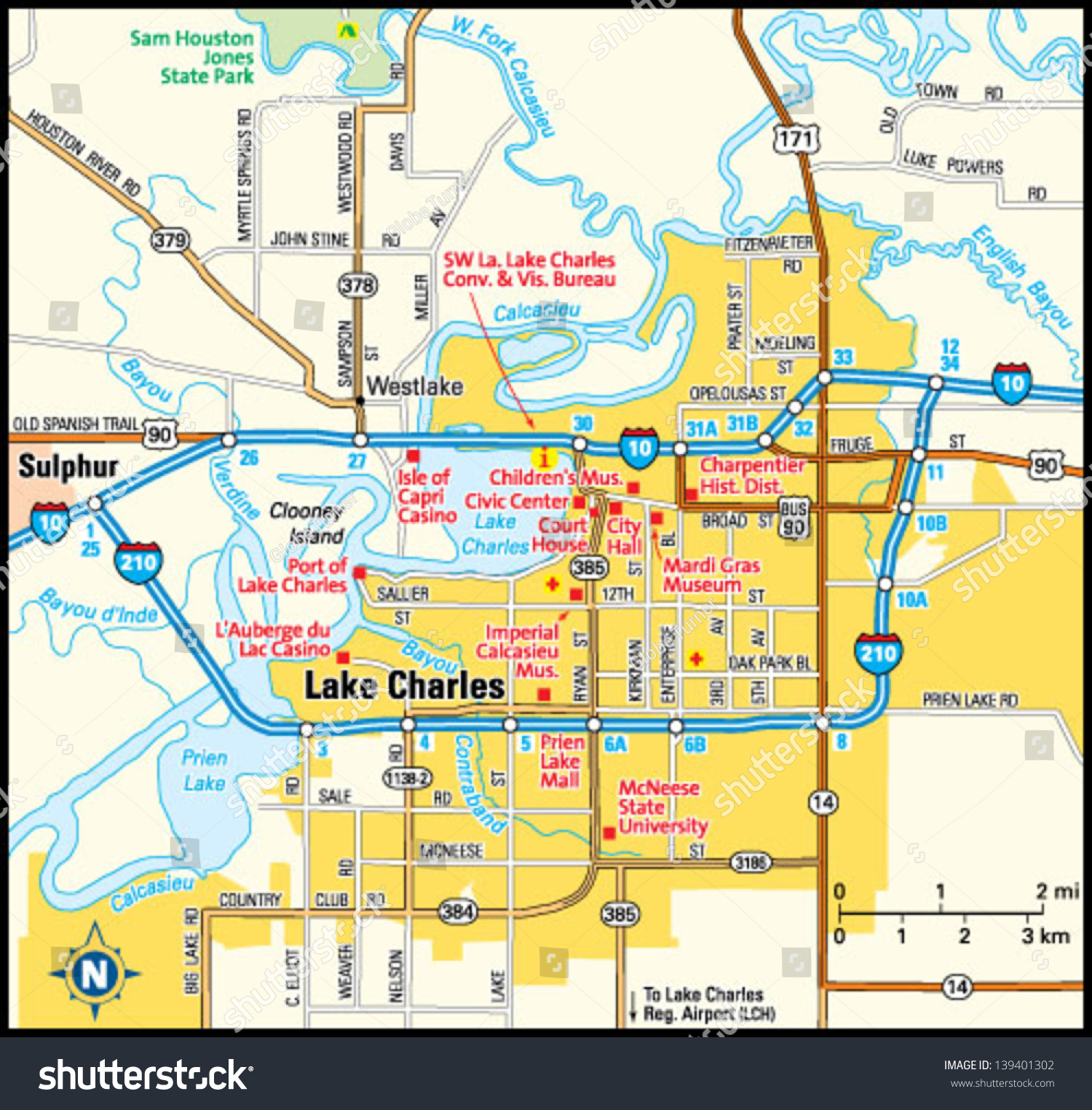 Lake Charles neighborhood map