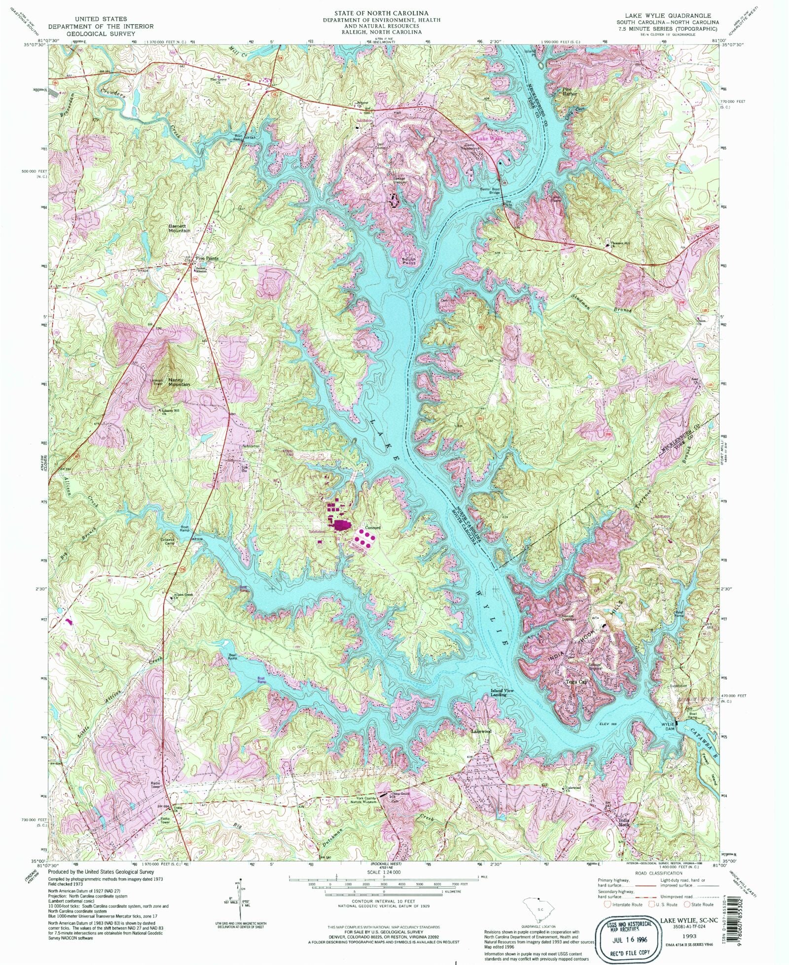 Lake Wylie North Carolina shoreline map
