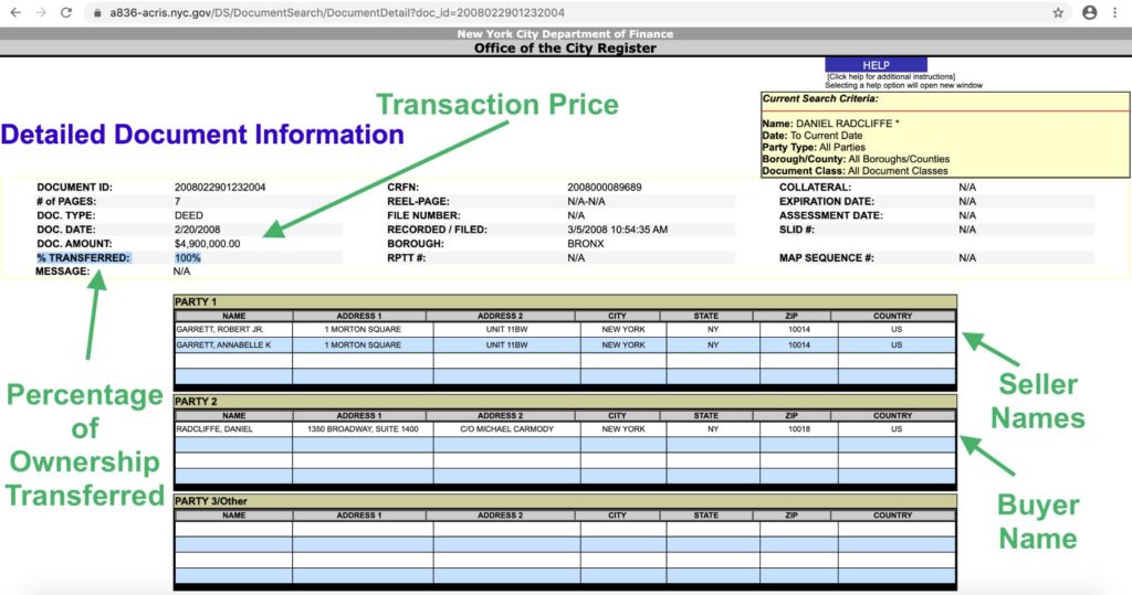 NYC ACRIS property records