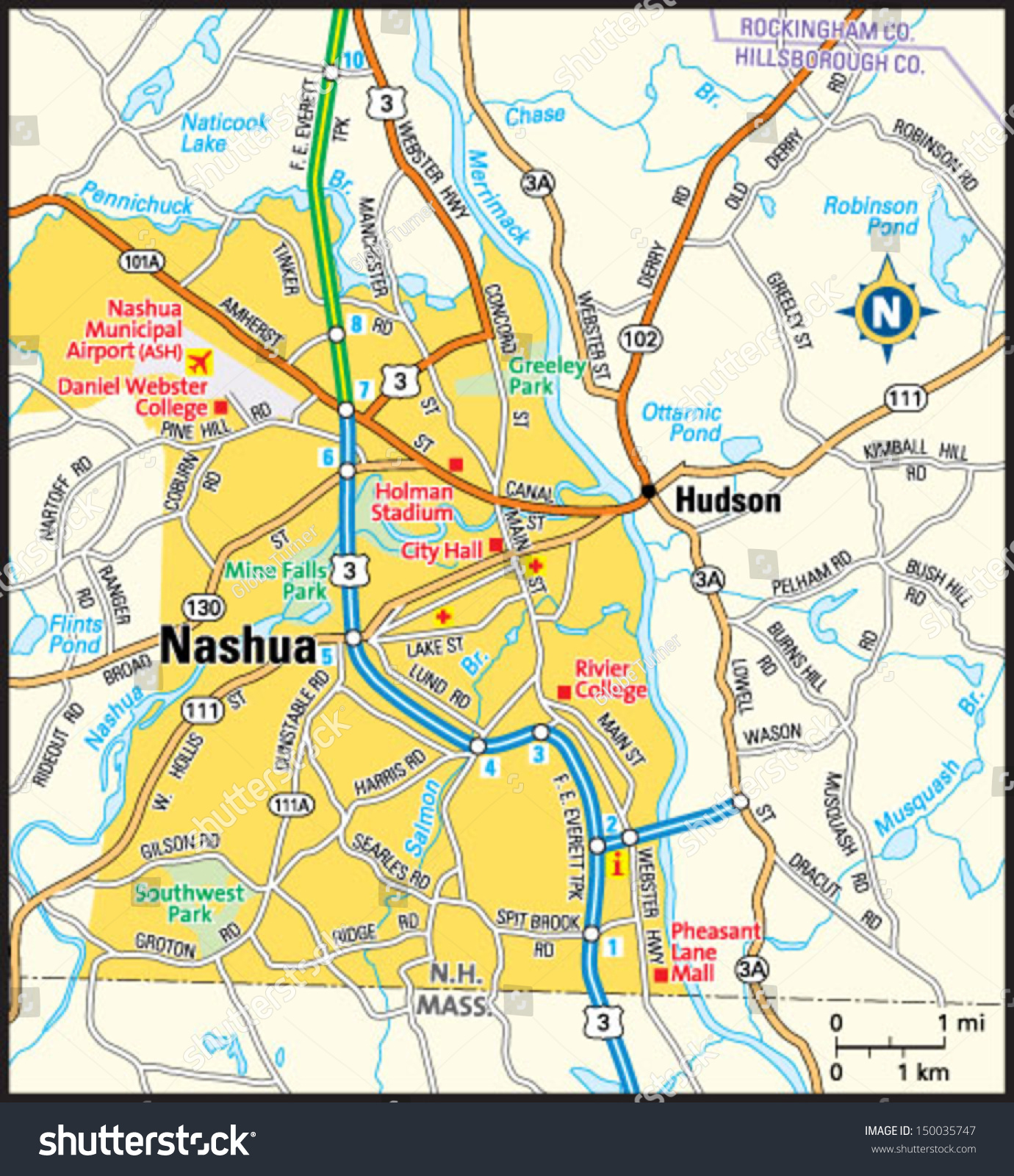 Nashua New Hampshire map