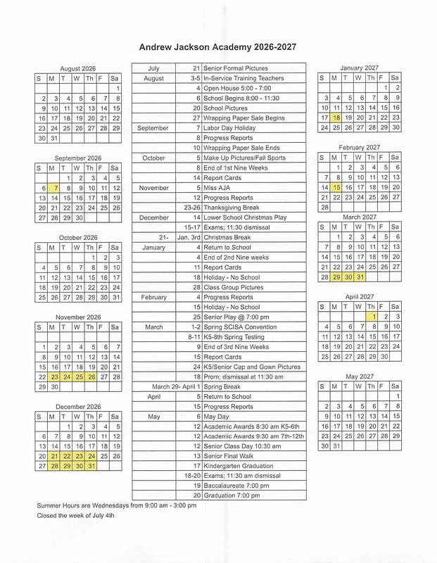 academic calendar rental timing