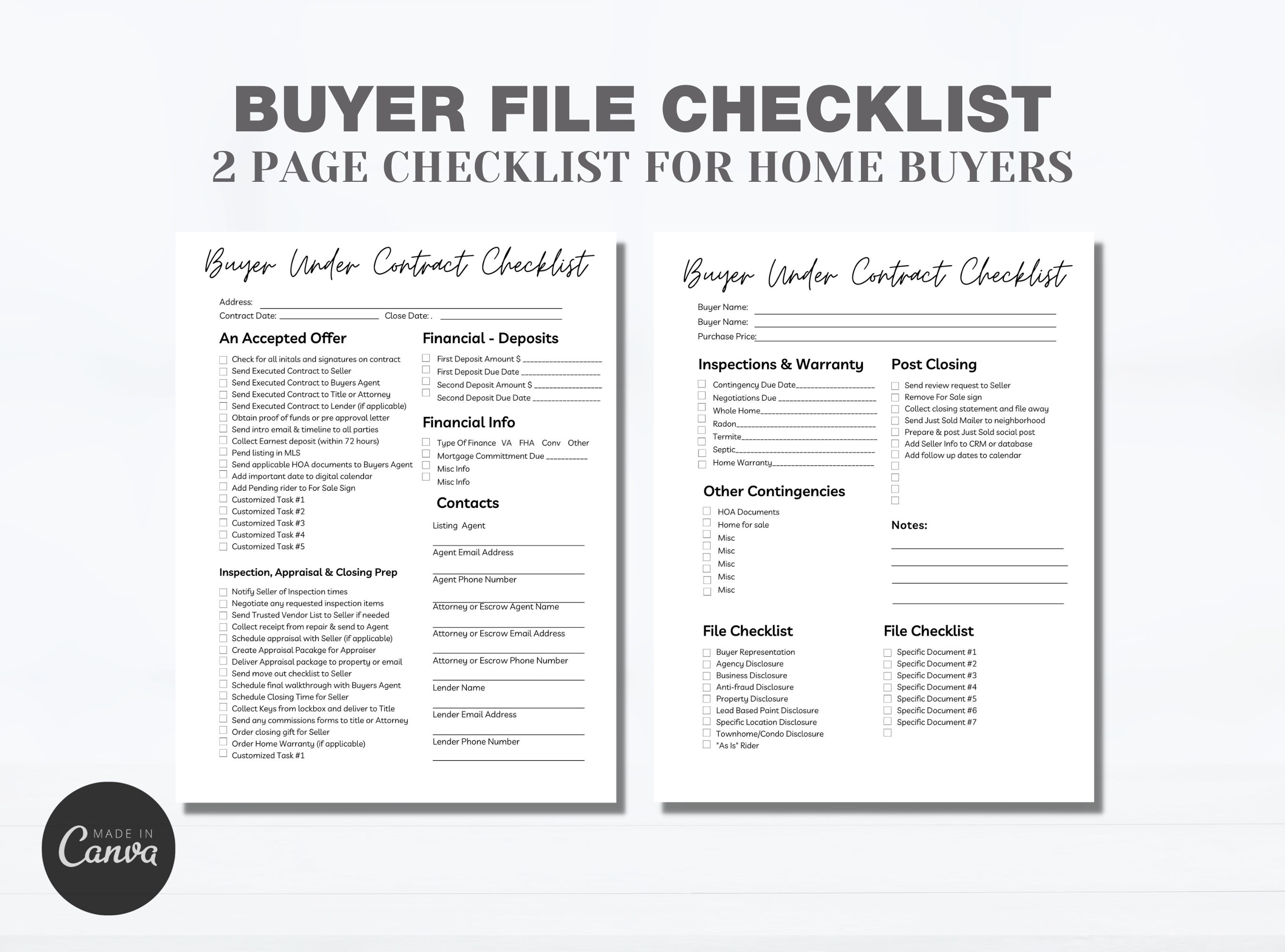 buyer seller checklist