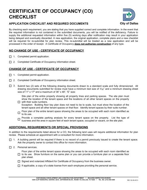 certificate of occupancy check