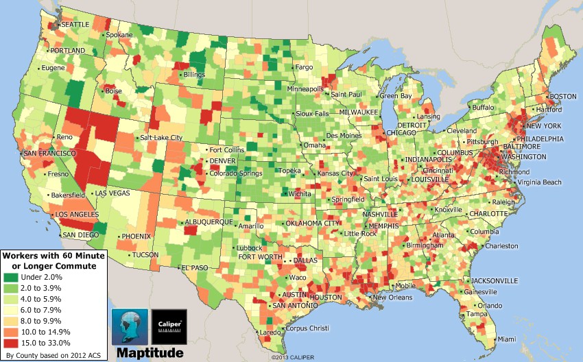commute distances map