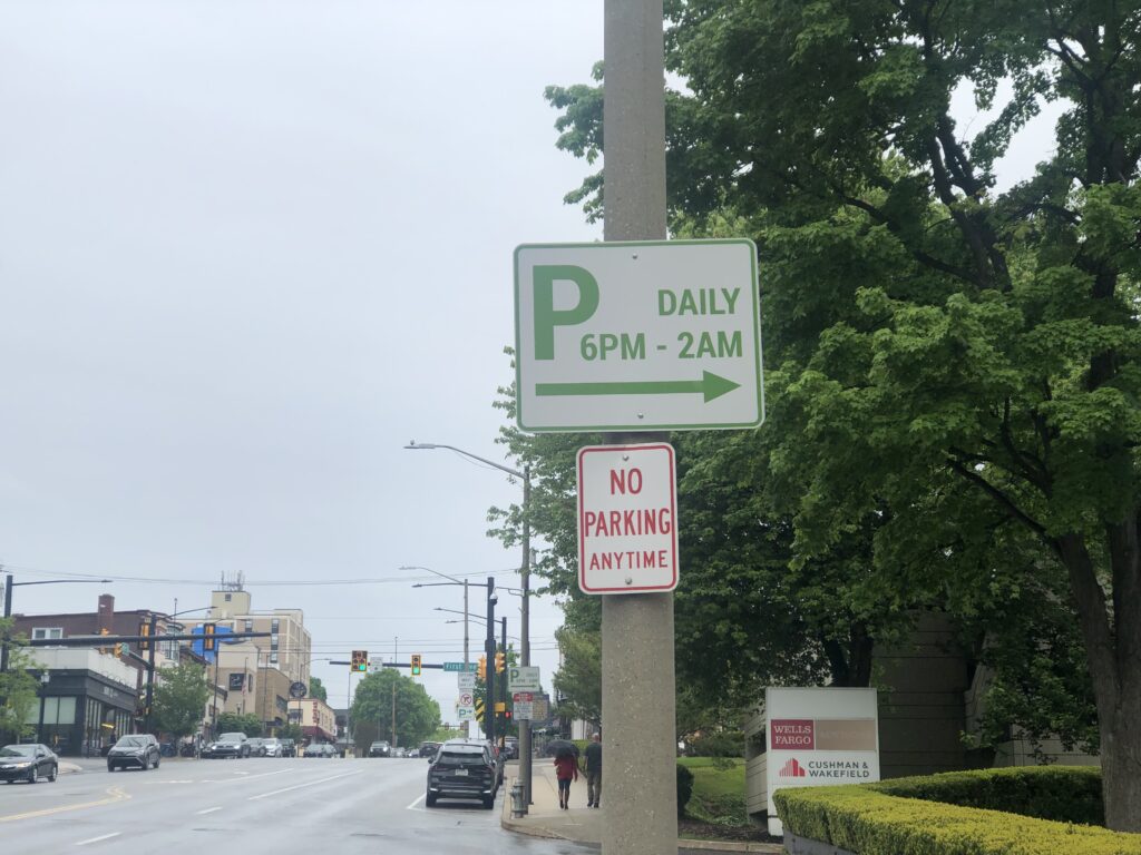 downtown parking garage sign