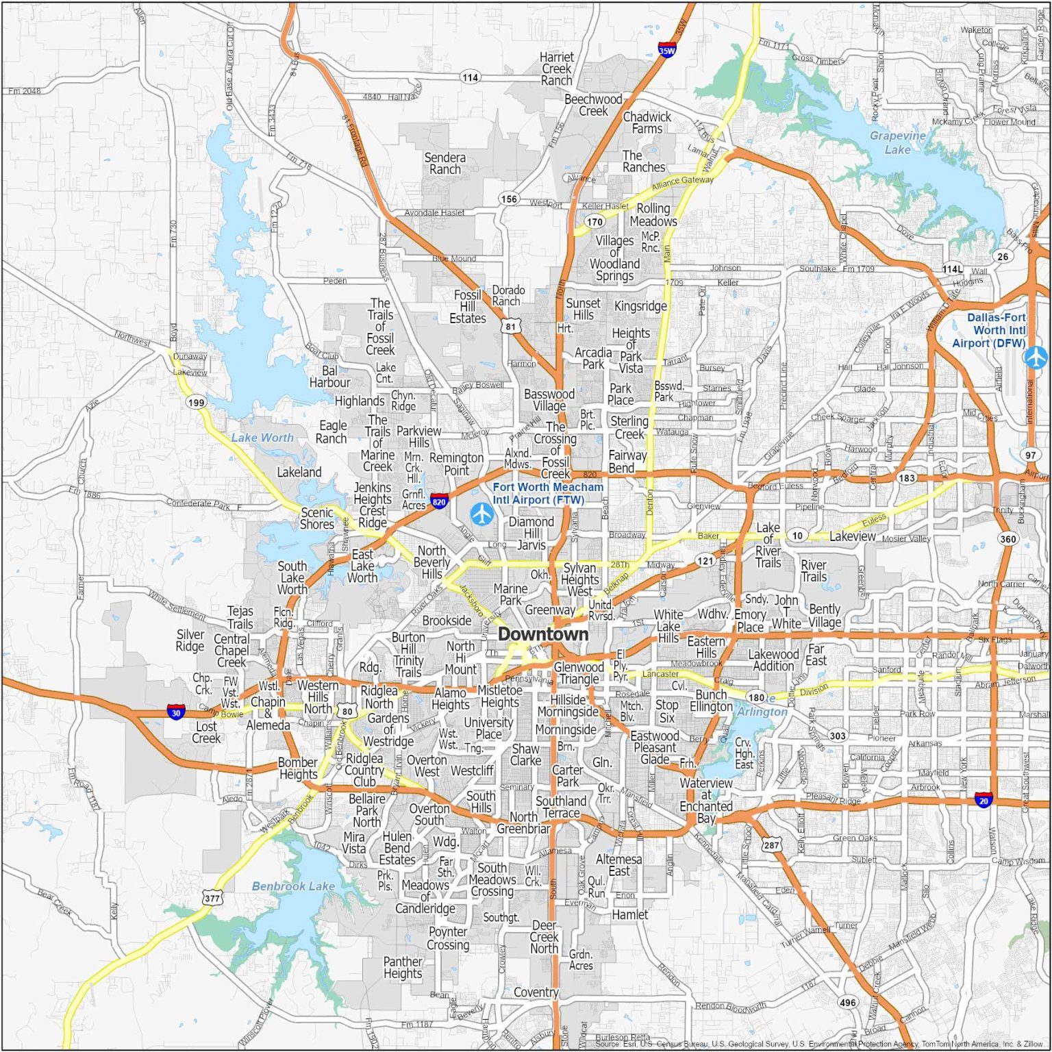 fort worth neighborhoods map