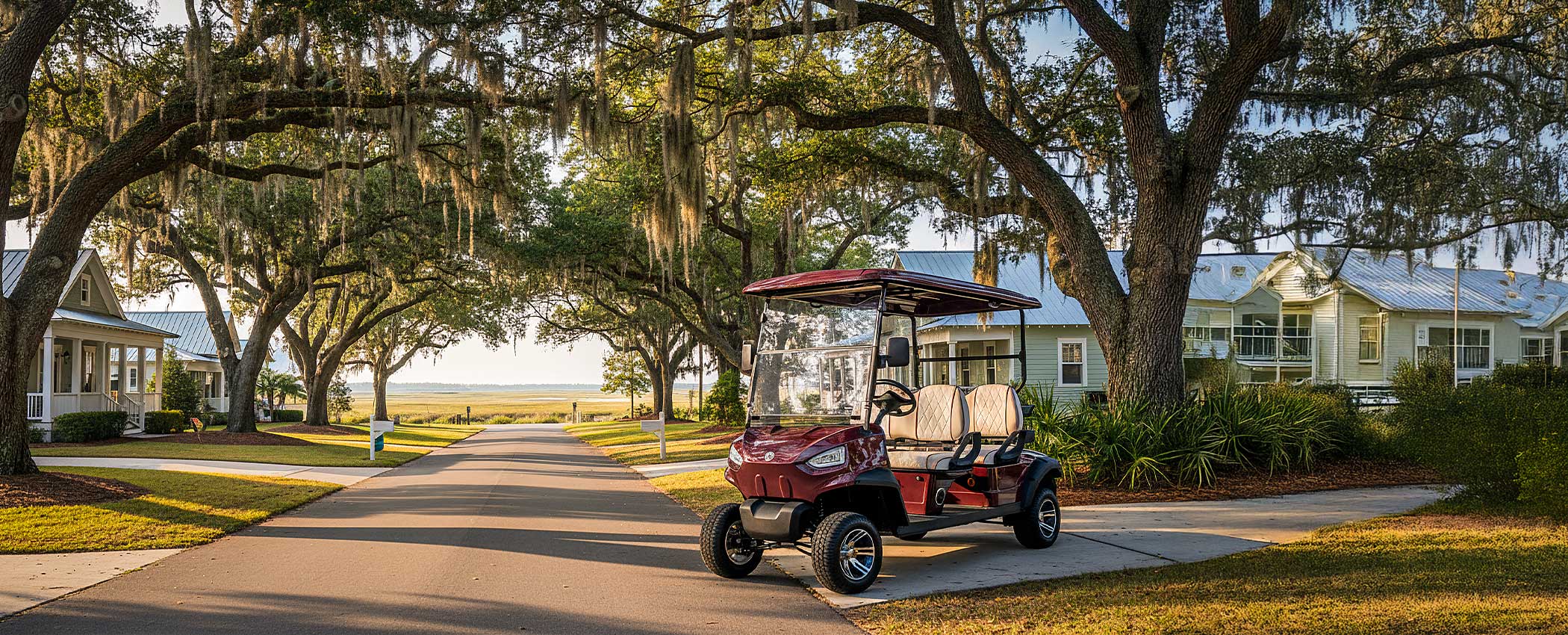 golf cart on community road