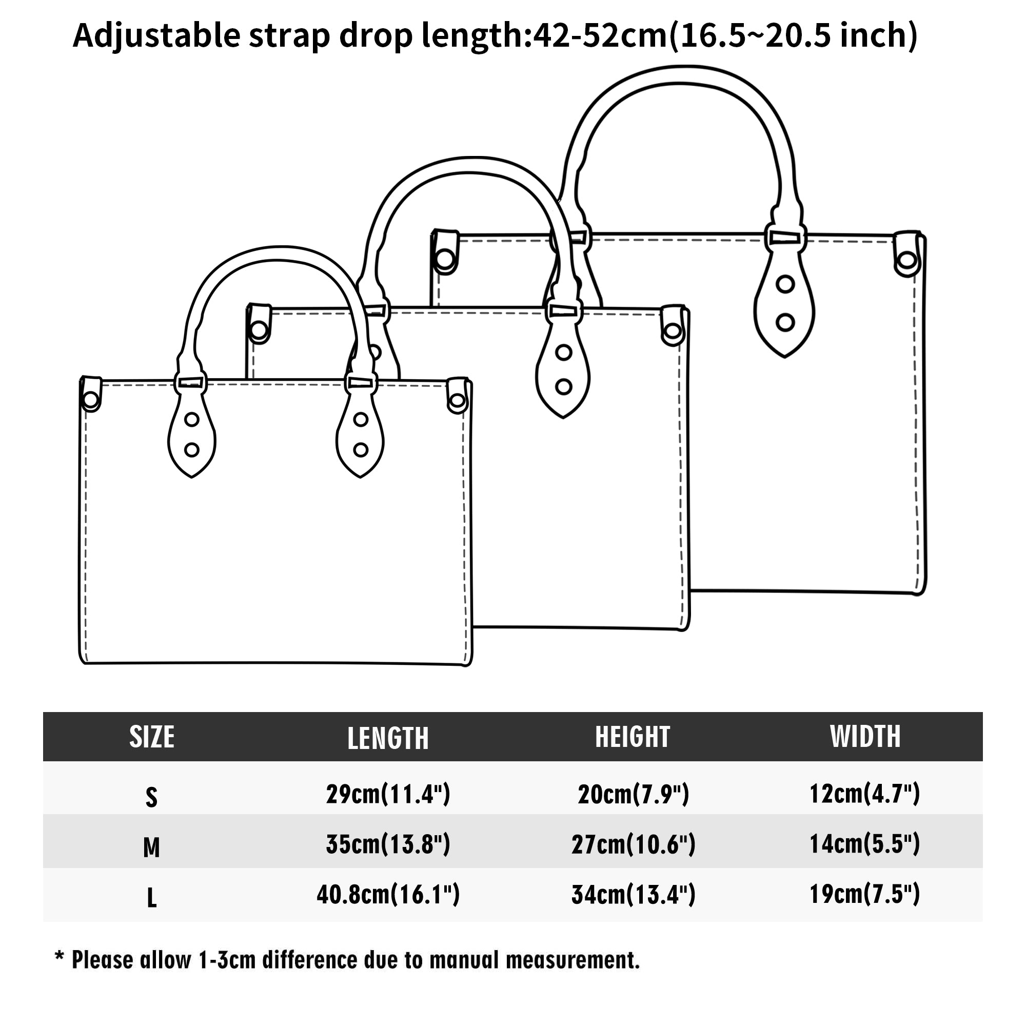 handbag size dimensions