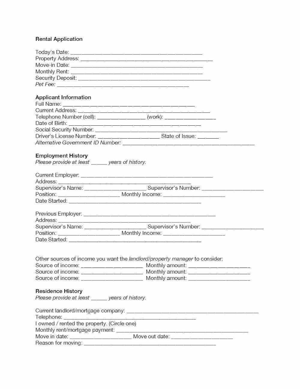 house rental application process