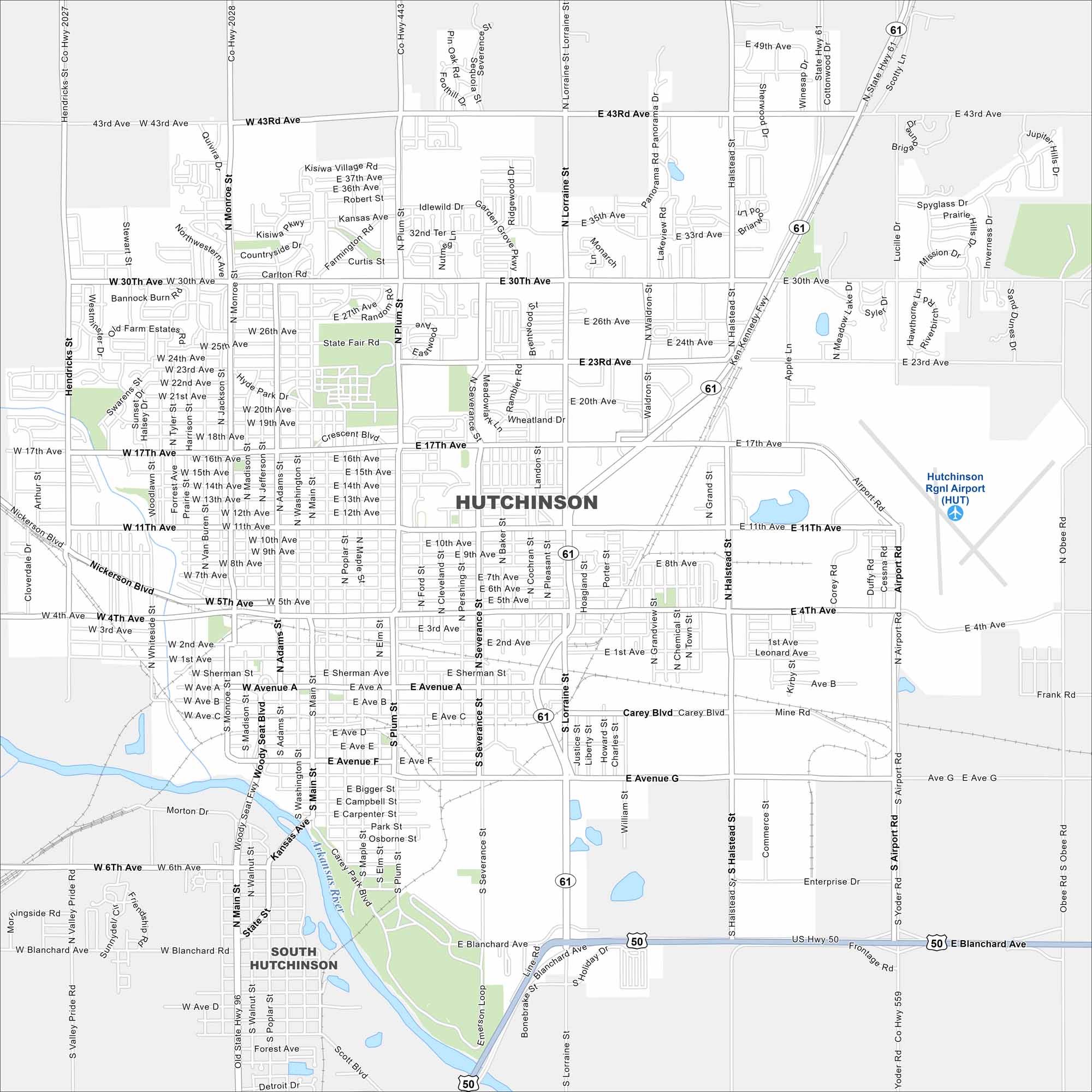 hutchinson zip code map