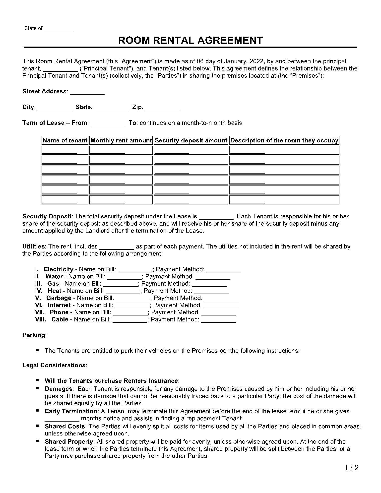 lease liability roommates