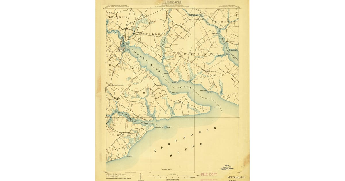 map comparing Hertford Edenton Elizabeth City