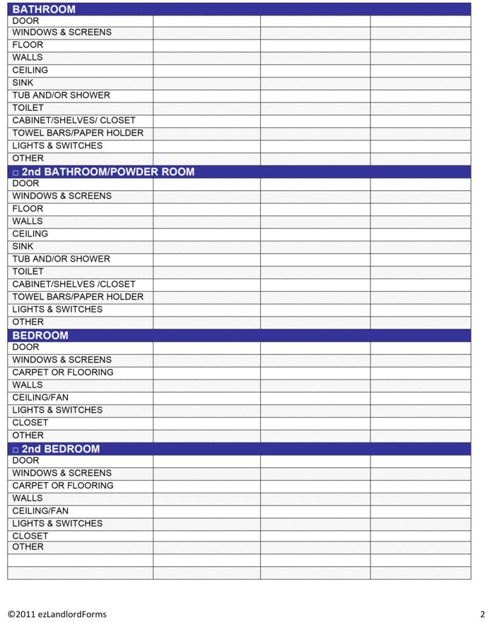 move in move out checklist