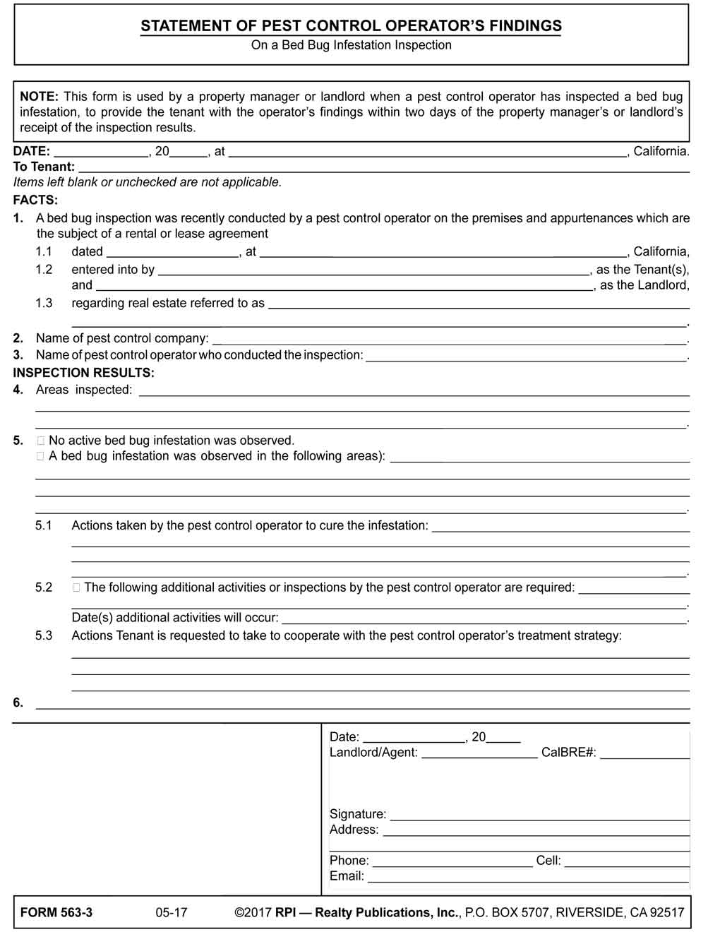 pest inspection report