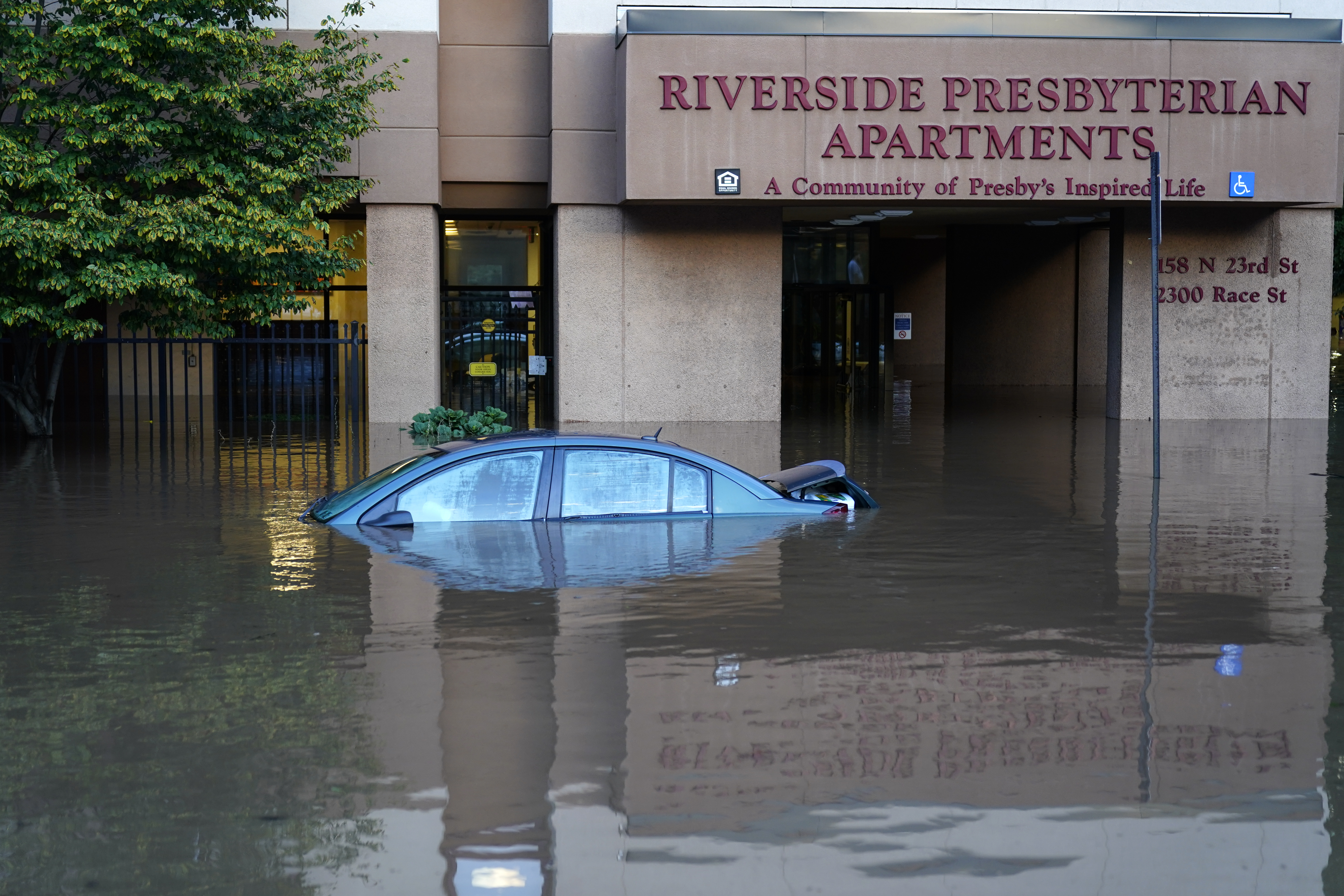 riverfront apartment building flood
