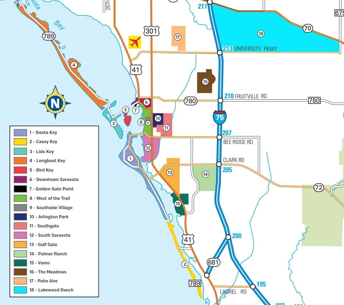 sarasota city county map