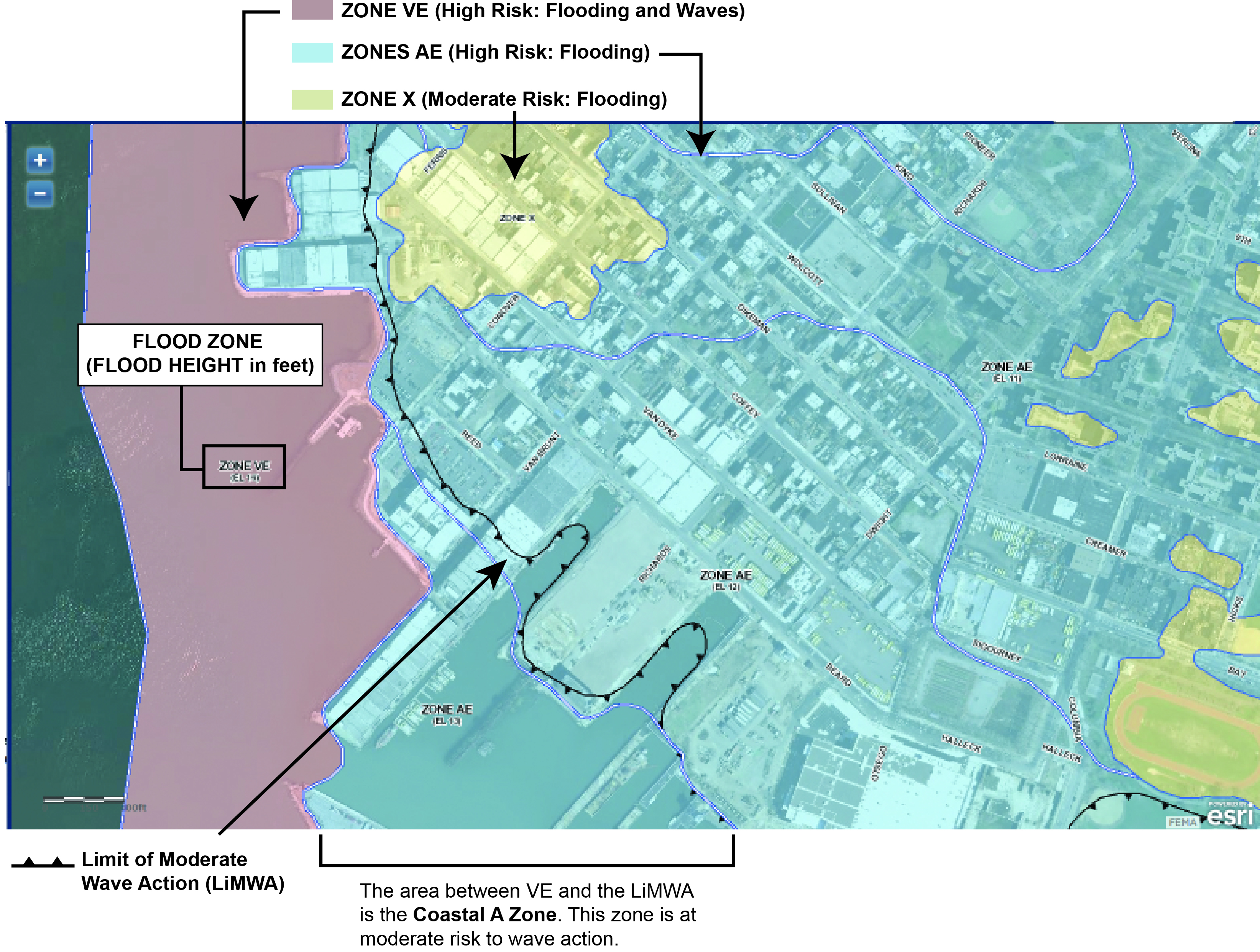 waterfront flood zone map
