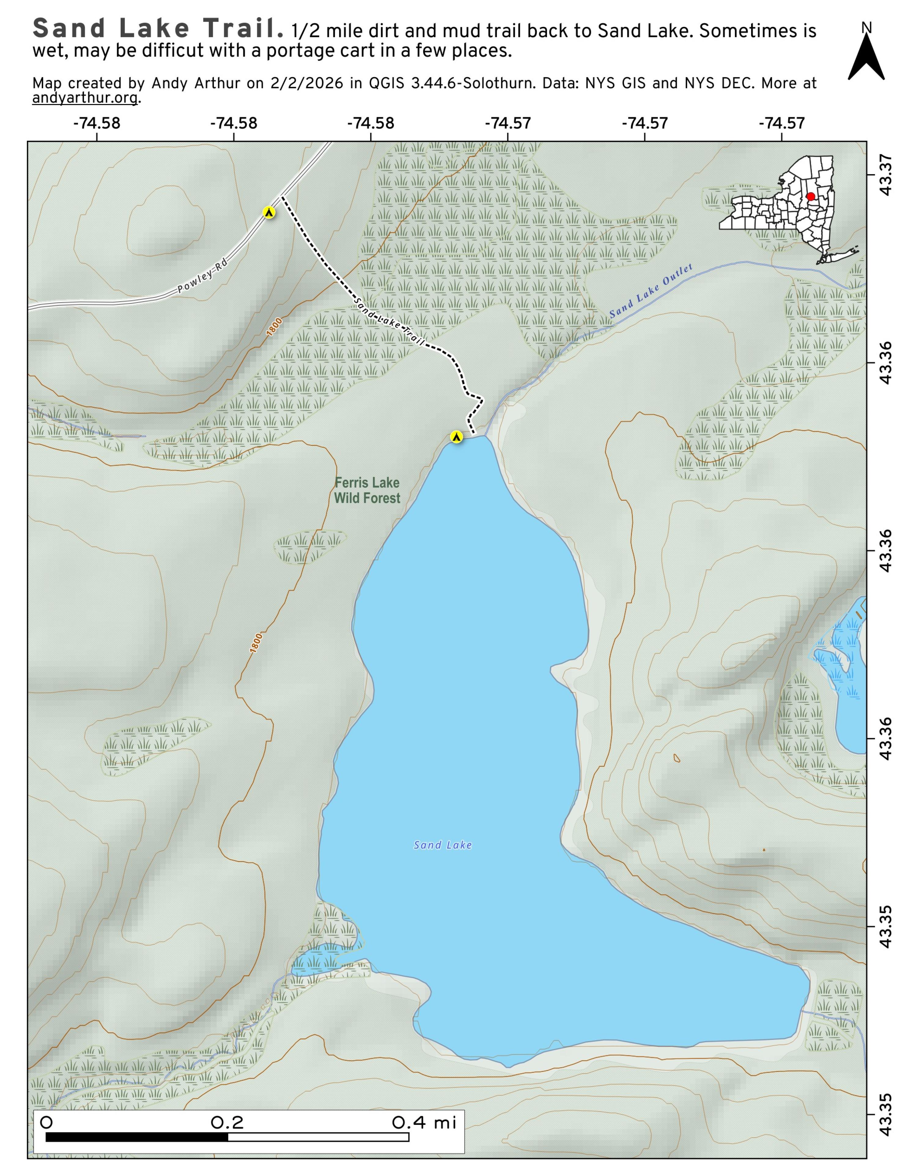 west sand lake map